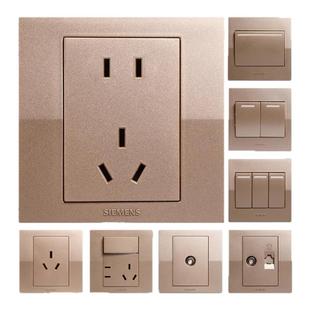 西门子开关插座悦动香槟金五孔二三插带开关86型面板官方旗舰店