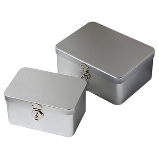带锁箱子小型保管盒储物盒子玩具卡片收纳盒简约防尘整理铁盒纯色