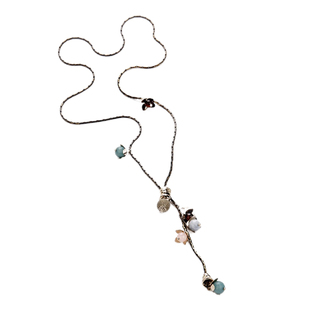 项链女长款韩版时尚简约百搭个性流苏吊坠挂链韩国流砂石水晶装饰