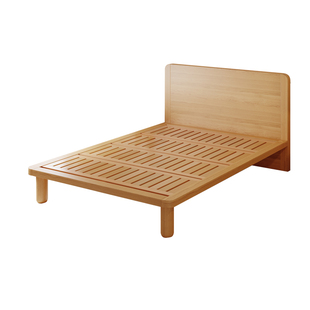 定制北欧纯实木床18意式极简1米5高脚青少年儿童公主高靠背悬浮床