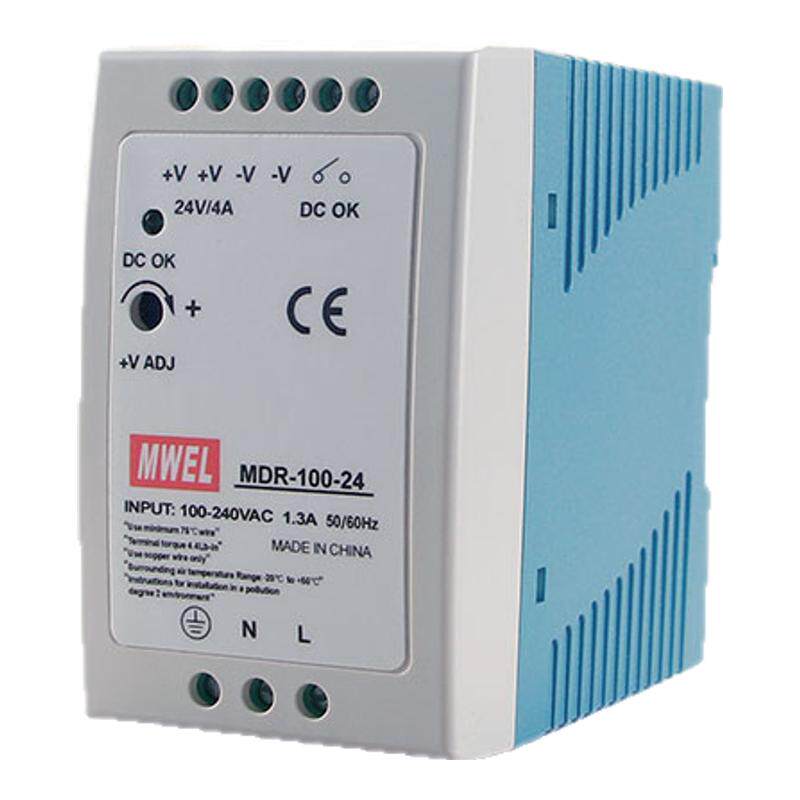 明伟MDR-20W/60W/100W导轨式开关电源24V交流220V转12V直流变压器