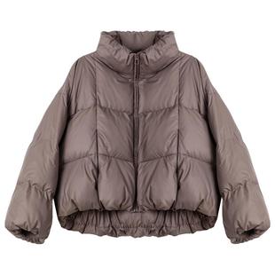 KEIKO 韩系咖色立领短款棉服棉袄冬季蓄热保暖泡芙形加厚面包服