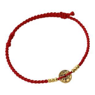 闪闪来财黄金碎冰冰钱币手链足金999蹦迪小金珠红绳情人节礼物女