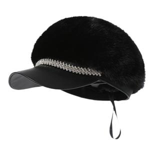 进口水貂皮帽子女款秋冬季真皮草加厚保暖棒球帽防风寒时尚美女帽