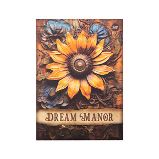 M|梦中庄园素材纸 立体仿旧复古蝴蝶蜻蜓蜜蜂手帐拼贴背景便签纸