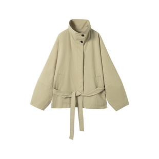 【博主同款】AMOR禾末“抒情诗”复古廓形长短款橄榄色风衣外套
