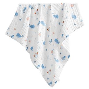 十月结晶婴儿浴巾纱布新生儿沐浴吸水纯棉超柔软宝宝大毛巾2条装