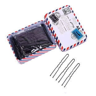 一字夹金属小钢夹黑色加粗不掉漆发夹插针影楼盘发造型隐形夹发卡