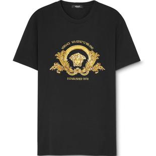 【季末优惠】VERSACE/范思哲 男士刺绣Coupe Blason T恤