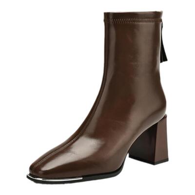 达芙妮官方旗舰店高跟加绒短靴