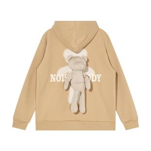 NOISY TEDDY男女同款25年冬季时尚潮流可爱熊加绒连帽开衫卫衣童