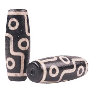 混装复古黑白九眼天珠 天然藏式玛瑙天珠佛珠菩提项链挂饰配件珠