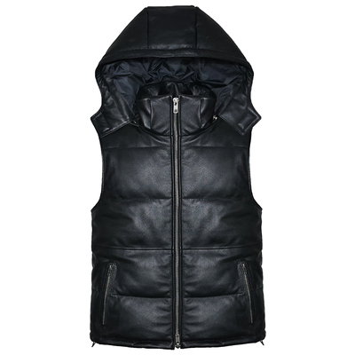 男女头层牛皮真皮羽绒防寒服马甲