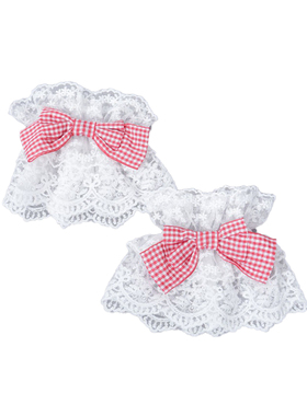 格子缎带蝴蝶结蕾丝lolita手袖