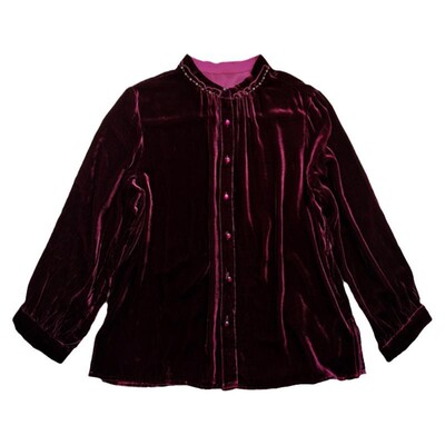 老人衣服真丝绒上衣衬衫2026春装