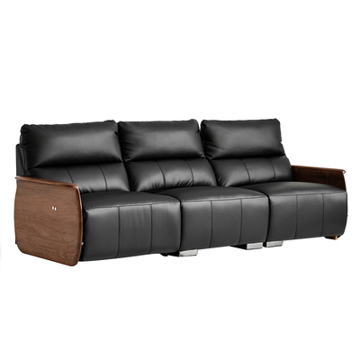 黑胡桃木电动真皮沙发