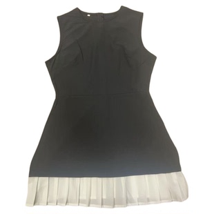 Splicing pleated sleeveless skirt 纯色拼接褶皱下摆无袖连衣裙