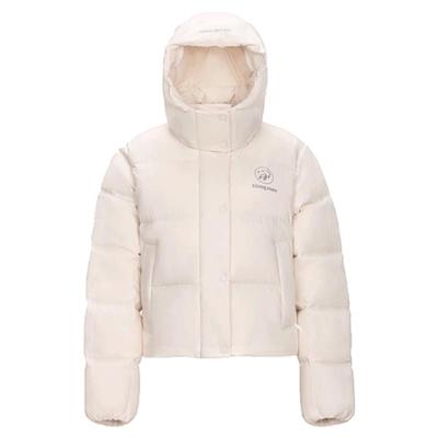 熊猫骆驼短款羽绒女可拆帽面包服