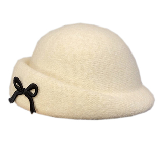 赫本风法式时髦蝴蝶结针织渔夫帽女秋冬卷边显脸小名媛盆帽千金帽