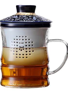 一园玻璃茶水分离泡茶杯带过滤