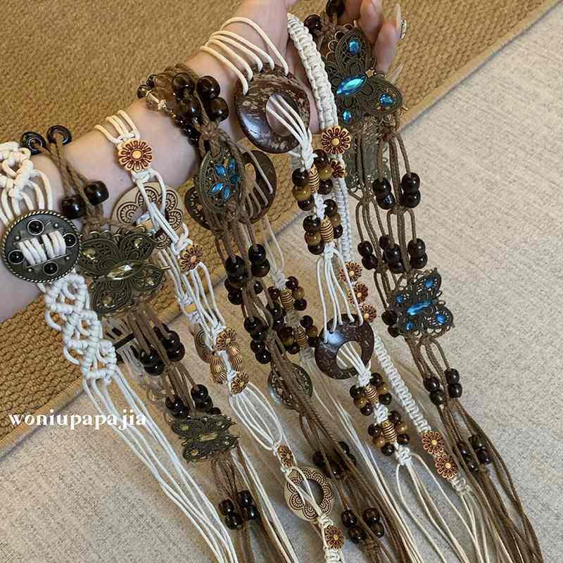 复古文艺波西米亚蝴蝶腰带民族风装饰配裙子百搭气质高级小众腰链