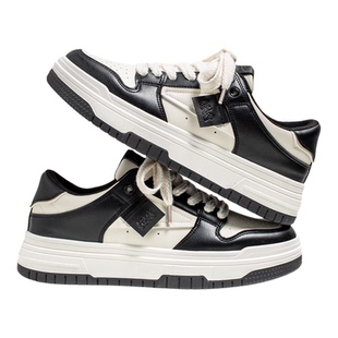 冬季板鞋男款休闲潮鞋潮牌黑白熊猫小众设计感滑板鞋超轻厚底dunk