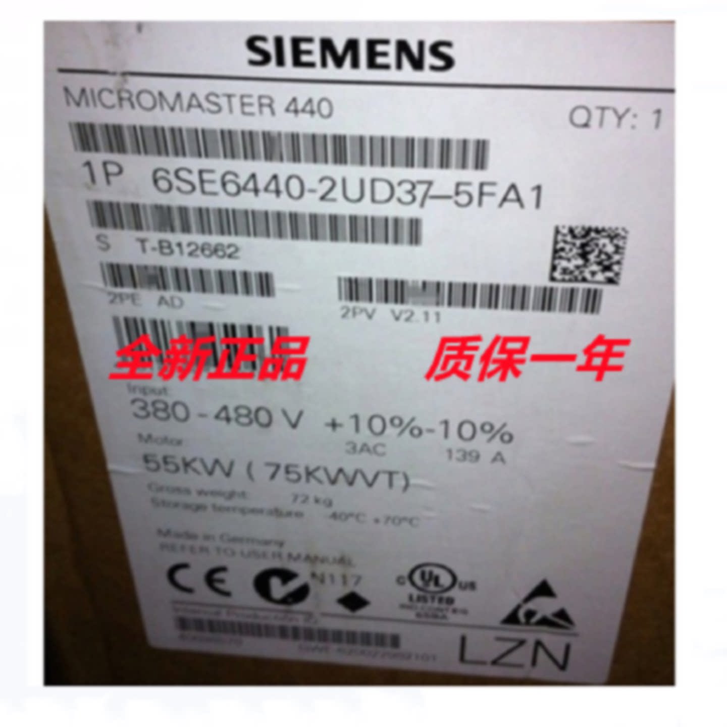 议价6SE6440-2UD37-5FA1原装西门子变频器MM440无滤波器3AC 380V