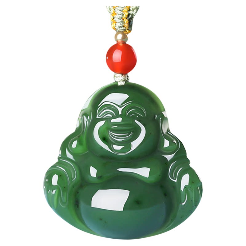 真品天然和田玉碧玉佛公吊坠挂件