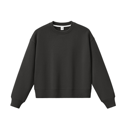 加绒宽松摇粒绒韩版纯色圆领卫衣