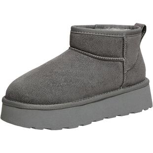 百思图2025冬季新款加绒厚底雪地靴棉鞋保暖毛毛女短靴L2081DD5