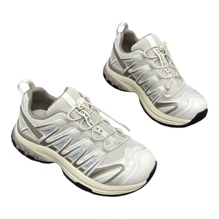 真皮户外休闲老爹鞋女2026春新款轻便厚底防滑百搭网面透气运动鞋