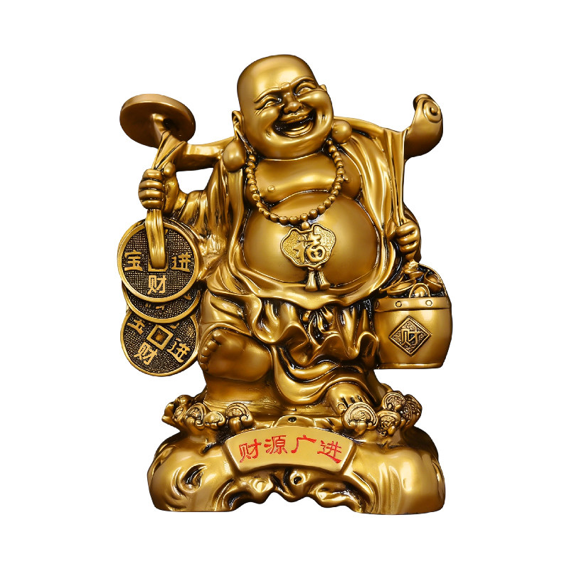 古铜色弥勒佛摆件财源广进风水招财店铺公司客厅酒柜乔迁开业礼品