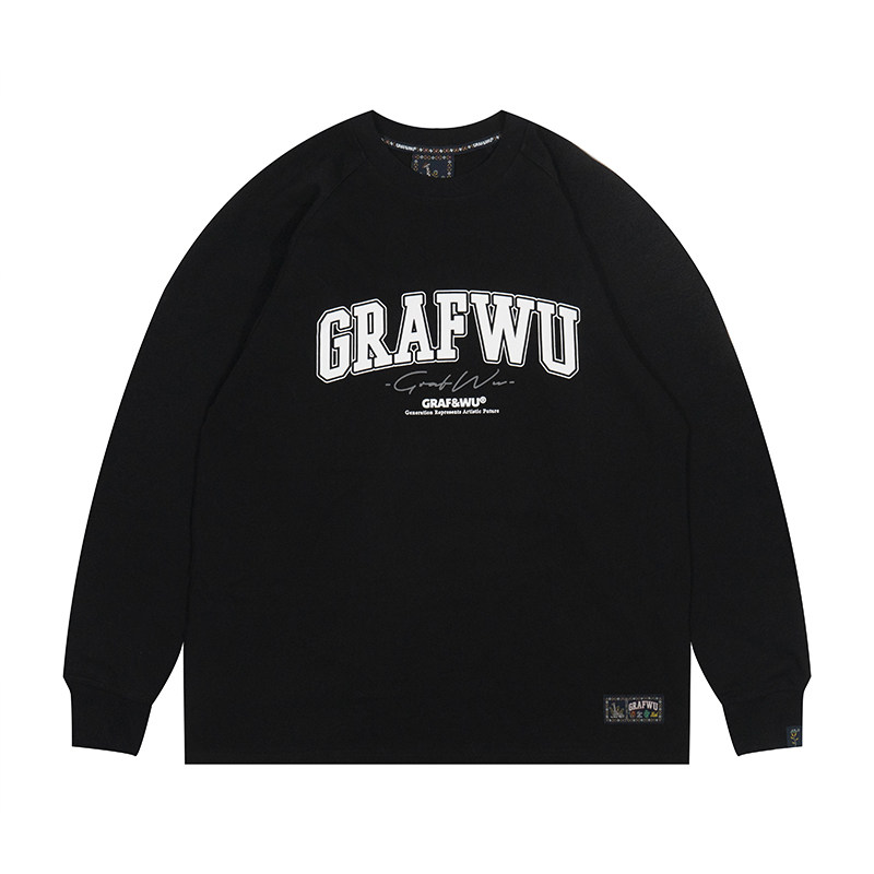 GRAF简约重磅纯棉印花长袖T恤