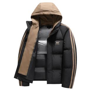 【加厚鸭绒】卡宾假两件羽绒服男冬季休闲宽松大衣可拆卸连帽外套