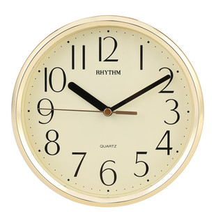 正品RHYTHM日本丽声挂钟小型静音扫秒卧室书房办公床头简约CMG890