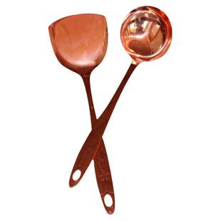 无涂层一体成型真正紫铜勺加厚家用纯铜炒菜铲子厨房烹饪饭勺餐具