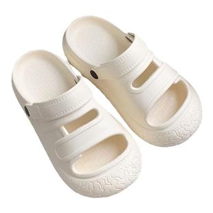 细细条 丑萌圆头双带拖鞋女创意防撞鞋头百搭纯色夏季沙滩鞋凉鞋