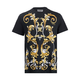 七夕礼物Versace/范思哲男 Outline Barocco 短袖T恤男士XY推广