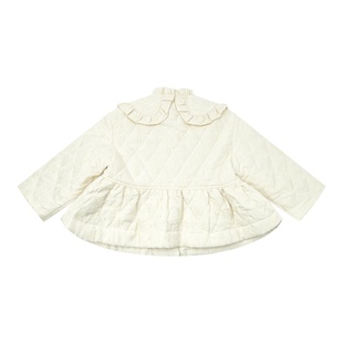 NIESSING尼辛童装2025冬季新款大廓形花边短款女童公主风棉服外套