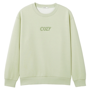 热风女士加绒卫衣2025年冬季新款甜美圆领抓绒卫衣保暖内搭打底衫