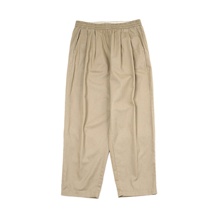 foundry25AW日系宽松简约百搭水洗复古做旧双褶微锥chino休闲长裤