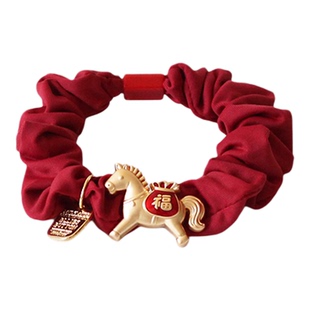 川野中式新年红小马小肠发圈新款简约高级感橡皮筋高弹力耐用发饰