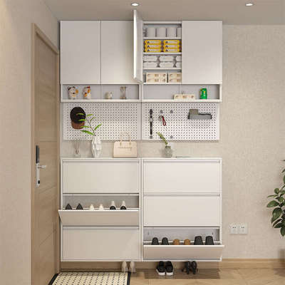 12-15cm超薄鞋柜家用门口小户型钢制大容量窄柜入户玄关挂鞋柜墙