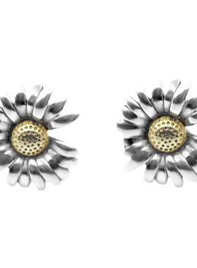 Daisy Earring s925纯银雏菊耳钉做旧风 日韩嘻哈耳饰时尚潮单品