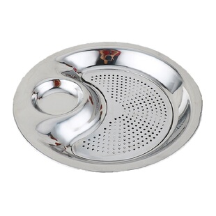 加厚饺子盘带包饺器不锈钢家用吃水饺的醋碟盘子双层沥水餐盘饺盘