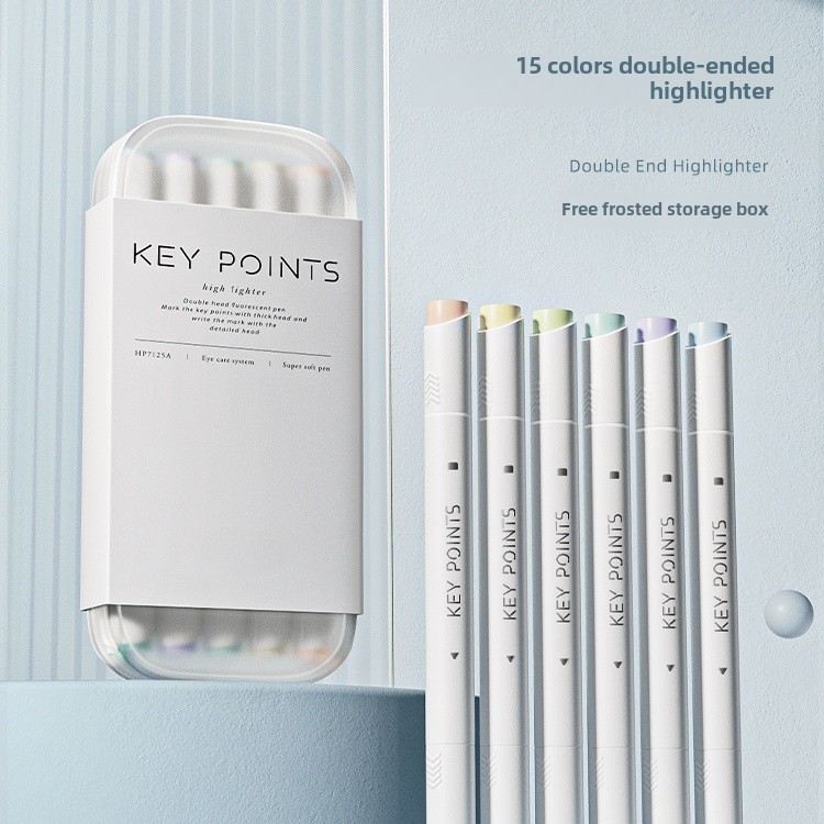 恩米可擦荧光标记笔高颜值小学生用记号笔彩色划重点专用轮廓笔手