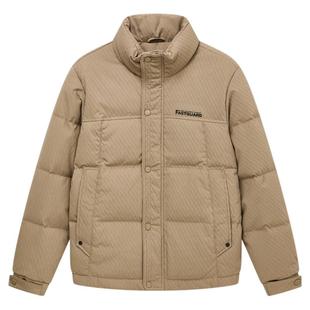 快鱼短款羽绒服男2025年冬立领斜插口袋基础百搭抗风保暖防寒外套