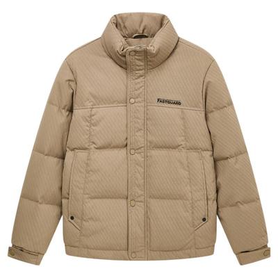 快鱼短款羽绒服男2025年冬立领斜插口袋基础百搭抗风保暖防寒外套