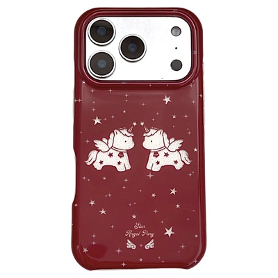 新年红镂空星马苹果手机壳高级感