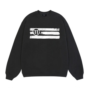 waikei we11done喷墨模糊字母圆领卫衣男女小众潮牌学生情侣秋冬